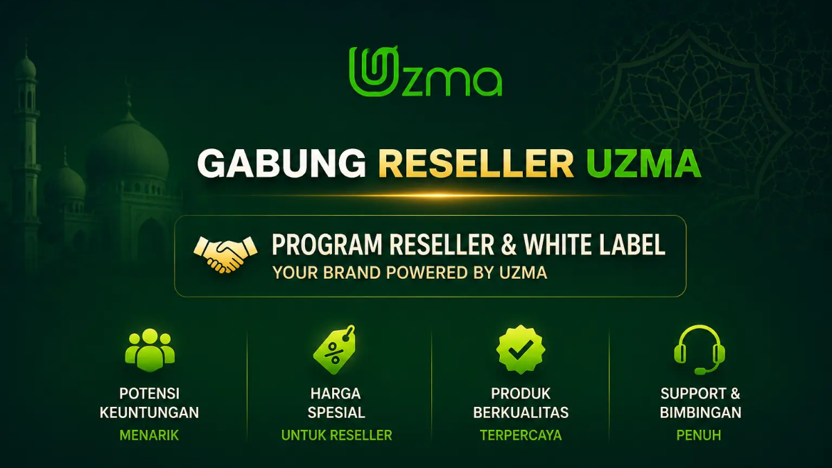 Dasbor UZMA dengan logo dan warna merek reseller